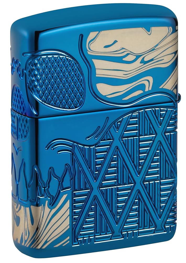 Amazon.com: Zippo Armor High Polish Blue Skull Design Pocket